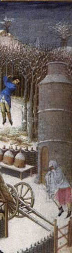 detail from february miniature of Les Très Riches Heures du Duc de Berry