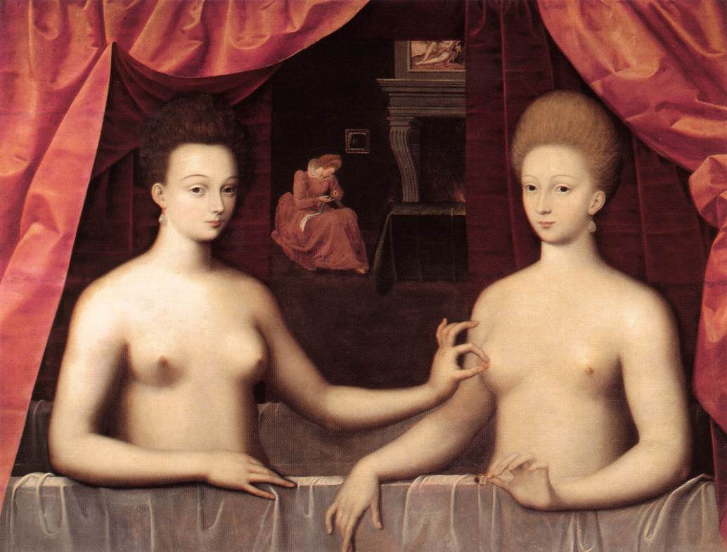 MASTERS of the Fontainebleau School, Gabrielle d'Estrees and one of her sisters