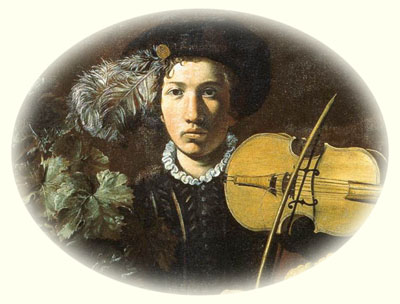 Meister des Acquavella-Stilllebens, Stillleben mit Violonist, ca. 1620, Privatsammlung
