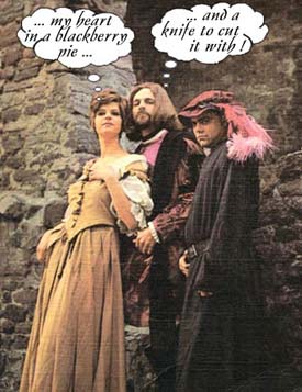 She: My heart in a blackberry pie... / He: ... and a knife to cut it with!